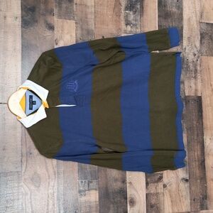 Tommy Hilfiger Blue Green Long Sleeve Rugby Polo Shirt Sz Med Men